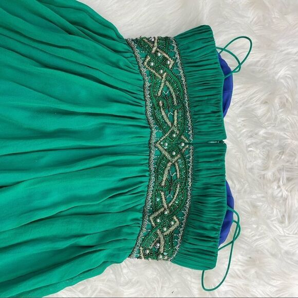 Aidan Mattox  Beaded Spaghetti Silk Fit and Flare Empire Midi Dress - Picture 8 of 11